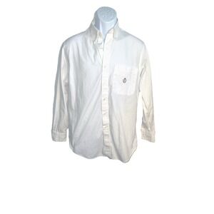 Vintage Chaps Ralph Lauren Button Down Shirt Mens White Long Sleeve Logo Crest